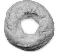 styleBREAKER warmer Feinstrick Loop Schal mit Flecht Muster und sehr weichem Fleece Innenfutter, Schlauchschal, Unisex 01018150, Farbe:Hellgrau