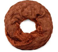 Strickschal STYLEBREAKER "Feinstrick Loop mit Flecht Muster und Teddyfleece", Damen, braun (cognac), Obermaterial: 100% Viskose CV., Modisch, Modetücher (13966322-0) cognac