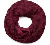 styleBREAKER warmer Feinstrick Loop Schal mit Flecht Muster und sehr weichem Fleece Innenfutter, Schlauchschal, Unisex 01018150, Farbe:Bordeaux-Violett