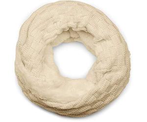 styleBREAKER warmer Feinstrick Loop Schal mit Flecht Muster und sehr weichem Fleece Innenfutter, Schlauchschal, Unisex 01018150, Farbe:Elfenbein