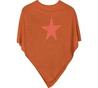 styleBREAKER weicher Feinstrick Poncho mit aufgedrucktem Glitzer-Stern, Rundhals, Damen 08010028, Farbe:Orange