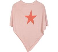 styleBREAKER weicher Feinstrick Poncho mit aufgedrucktem Glitzer-Stern, Rundhals, Damen 08010028, Farbe:Rosa-Orange