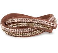 styleBREAKER weiches Strass Armband, eleganter Armschmuck mit Strassteinen, Wickelarmband, 2x2-Reihig, Damen 05040004, Farbe:Rotbraun/Hellbraun-Rose