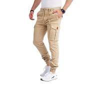 Styleko Herren Hosen Cargohose Herren Casual Slim Fit Cargohose aus Baumwolle Outdoorhose männer Chino Hose Freizeithose Jogging treckking Hose Sporthose|6 Taschen 8002 (Beige- Elasten, 34)