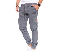Styleko Herren Hosen Cargohose Herren Casual Slim Fit Cargohose aus Baumwolle Outdoorhose männer Chino Hose Freizeithose Jogging treckking Hose Sporthose|6 Taschen 8002 (Grey- Elasten, 38)