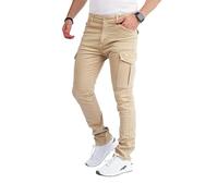 Styleko Herren Hosen Cargohose Herren Casual Slim Fit Cargohose aus Baumwolle Outdoorhose männer Chino Hose Freizeithose Jogging treckking Hose Sporthose|6 Taschen 8002 (Beige, 32)