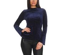 StyleLightOne Damen Dünner Glitzer-Pullover Sweatshirt Langarm Shirt Schlag-Ärmel Stretch Clubwear Party, Blau L