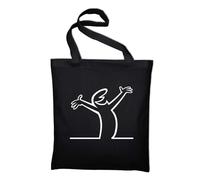 STYLETEX23 #1 La Linea Cartoon Stoffbeutel Shopper Stofftasche Jutebeutel Beutel Tasche Jute Classic, Schwarz