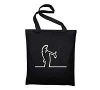 STYLETEX23 #2 La Linea Cartoon Stoffbeutel Shopper Stofftasche Jutebeutel Beutel Tasche Jute Classic, Schwarz
