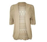 StyleWear Bolero Shrug Damen Bolero mit offener Vorderseite, kurzärmlig, Partykleidung, Achselzug Cardigan (Beige, Großbritannien 16-18)