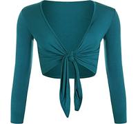 StyleWear Damen-Bolero, langärmelig, vorne offen, zum Binden, einfarbig, für Partys, blaugrün, 50-52