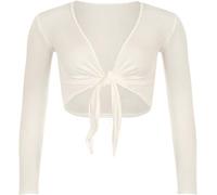 StyleWear Damen-Bolero, langärmelig, vorne offen, zum Binden, einfarbig, für Partys, cremefarben, 34-36