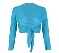 StyleWear Damen-Bolero, langärmelig, vorne offen, zum Binden, einfarbig, für Partys, türkis, 50-52