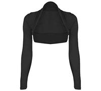 StyleWear Damen Bolero-Strickjacke, langärmelig, vorne offen, bauchfreies Top, Schwarz , 34-36