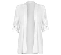 StyleWear Damen Strickjacke in Übergröße mit kurzen Knopfärmeln und offenen Ärmeln, Wasserfall Stretchtop für Damen, Größen 12-28 (Weiß, UK 14)