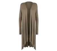 StyleWear Damen Strickjacke mit Einstecksaum und langen Ärmeln, Wasserfall-Jacke, vorne offen, einfarbig, Gr. 42-56, mokka, 40 Große Größen