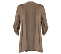 StyleWear Damen-Strickjacke, Übergröße, kurzärmelig, offen, Wasserfall, Stretch-Top, Größen 40-56, mokka, 48-50