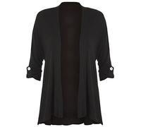 StyleWear Damen-Strickjacke, Übergröße, kurzärmelig, offen, Wasserfall, Stretch-Top, Größen 40-56, Schwarz , 48-50