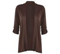 StyleWear Damen-Strickjacke, Übergröße, kurze Knopfärmel, offene Strickjacke, Wasserfall-Stretch-Top, Größen 40-56, dunkelbraun, 52-54