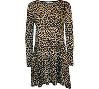 StyleWear Damen Tunikaoberteil in Übergröße, Schlichtes, langärmliges Stretch Tunikaoberteil, Swing Minikleid, ausgestelltes Oberteil (Leopardenmuster, Großbritannien 20-22)