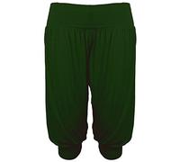 StyleWear Haremshose für Damen, Übergröße, 3/4-Größe, einfarbig, bauchfrei, Ali Baba, flaschengrün, 38-40