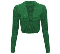 StyleWear Lurex Bolero Crop Top Strickcardigan für Damen, langärmlig, mit offener Vorderseite, Bolero, Shrug, Blaugrün