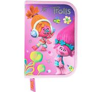 STYLEX Schüleretui TROLLS gefüllt 27 teilig pink bunt