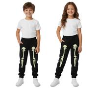 stylische Kinder Jogginghose für Mädchen und Jungen Sweat-Hose fluoreszierendem Skelett Aufdruck 926587 Schwarz 140/146