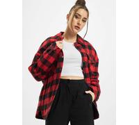 Urban Classics Female Shirt Ladies Flanell Padded Overshirt Black/Red-4XL