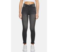 Urban Classics Jeans Damen Skinny Hochtailliert Offener Saum Schwarz W28 98% Baumwolle 2% Elastan