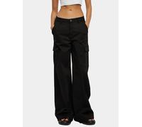 Stoffhose URBAN CLASSICS "Damen Ladies High Waist Wide Leg Twill Cargo Pants" Gr. 27, Normalgrößen, schwarz (black) Damen Hosen High-Waist-Hosen (19332734-27)