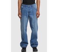 Bequeme Jeans URBAN CLASSICS "Urban Classics Wide Leg Denim With Dividing Seams", Herren, Gr. 40, Normalgrößen, mid tiefblau washed, 100% Baumwolle, unifarben, casual, Jeans (52262007-40) mid tiefblau