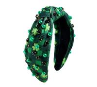 Stylischer Haarreif mit irischem Thema, bequem, breite Kanten, Knoten-Stirnband für langes Tragen, Make-up, Festival, Feier, grüner Kopfschmuck