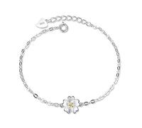 Stylish-Art Glänzendes Armband Im Süßen Stil Aus Silber 925,Funkelndes Süßes Temperament Kirschblüten Blumenarmband Schmuck Geburtstagsgeschenk Für Männer Und Frauen,Silber