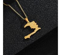 Stylish-Art Haiti-Karte-Anhänger-Charm,Haiti-Karte-Halskette Mit Staatsnamen-Muster,Ethnische Patriotische Verzierung,Charm-Schmuck-Geschenke Für Frauen Und Männer,Gold,45 cm Lange Kette