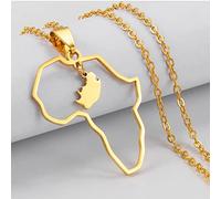 Stylish-Art Halskette Mit Anhänger Mit Südafrika-Karte,Attraktive Halskette Mit Anhänger Mit Afrika-Karte Für Unisex,Patriotischer Artikel,Ethnischer Jubiläums-Charm-Schmuck,Gold,60 cm Lange Kette