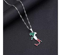 Stylish-Art Italien-Karten-Ketten-Halskette,Attraktiver Italienischer Karten-Anhänger,Geometrisches Schmuck-Amulett Für Damen Und Herren,Patriotische Ornamente,Schmuck,Silber,45 cm Kette