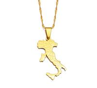 Stylish-Art Italien Mit Namen Der Städte,Karte,Mode-Anhänger Und Kettenhalsketten,Italienisches National Für Frauen,Männer,Karten,Geometrie,Schmuck,Amulett,Patriotische Ornamente,Gold,60 cm Kette