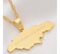 Stylish-Art Jamaika-Kartenkette,Attraktiver Jamaika-Kartenanhänger,Geometrischer Schmuck,Amulett Für Damen Und Herren,Patriotische Ornamente,Schmuck,Gold,45 cm Kette