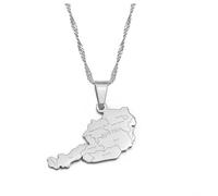 Stylish-Art Österreich Karte Anhänger Halsketten - Ethnisches Muster Flagge Region Österreich Karten Pullover Kette Charm Hip Hop Trendy Schmuck für Damen Herren Schlüsselbeinketten Halsketten,Silb