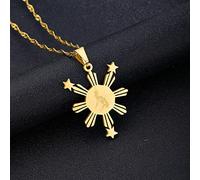 Stylish-Art Philippinen Karte Anhänger Charm,Pilipinas Karte Halskette Mit Flaggenmuster,Ethnische Patriotische Ornamente Charm Schmuck Geschenke Für Damen Herren,Gold,45 cm Kette