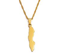 Stylish-Art Schwedische Karte Anhänger Halskette,Schweden Karte Anhänger Halskette Für Unisex,Patriotischer Artikel Ethnischer Jahrestag Charm Schmuck,Gold,60 cm Kette