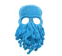 Stylish Unisex Knit Octopus Beanie Windproof Ski Mask Hat Cap Keep Face Warm Lake Blue