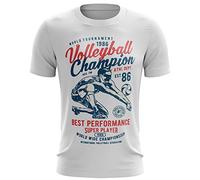 Stylotex Fitness T-Shirt Herren Sport Shirt Volleyball Champion Gym Tshirts für Performance beim Training | Männer Kurzarm | Funktionelle Sport Bekleidung, Farbe:Weiss, Größe:L