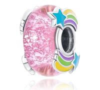 Su-Carata Murano-Glasperlen in Regenbogenfarben, 925er Sterlingsilber, Muranoglas-Perlen, passend für Pandora-Armbänder und Halsketten, Geschenk für Frauen, Familie, Freunde