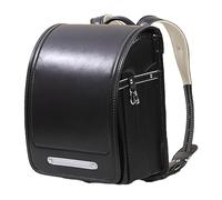 Suafif Rucksack, Japanische Schultaschen für Mädchen, Jungen, Schüler, Halbautomatische Schulbüchertasche, Wasserdichter Schulrucksack aus PU-Leder, Rucksack mit Großer Kapazität Büchertasche,Black