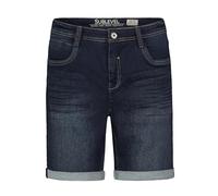 Sublevel Bermuda Jeansshorts Herren, Knielang, elastischer Bund mit Kordelzug, leichte Sommerjeans, bequemer Schnitt, Denimshorts mit Taschen, umgeschlagener Saum, Blau Dark-Blue 34
