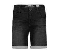 Sublevel Bermuda Jeansshorts Herren, Knielang, elastischer Bund mit Kordelzug, leichte Sommerjeans, bequemer Schnitt, Denimshorts mit Taschen, umgeschlagener Saum, Blau Black 36