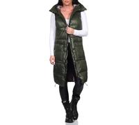 Sublevel Damen 3/4- lange Steppweste mit Kapuze LSL-466 Dark Green S