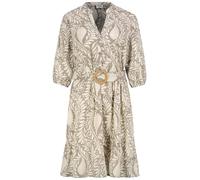 Sublevel Damen Blusenkleid Midilänge Langarm mit Bastgürtel und Ornament Muster in Zwei Farben